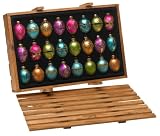 Fashion Colors Glass Egg Ornaments in Wooden Crate, Set of 24