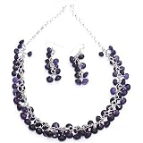 Indian Jewelry - Earring and Necklace Sets in Sterling Silver & Amethyst Gemstone