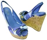 51BafOpupHL. SL160  Coach Gwynnie Signature Scarf Blue Print Wedges