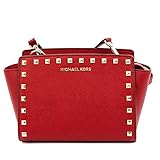 【MICHAEL KORS】30T3GSMM2Lマイケル・コース　SELMA STUD LEATHER  Satchel　レディース OL風/フェミニン　ショルダーバッグ 斜め掛けバッグ　チリレッドｘ