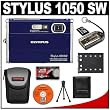 Olympus Stylus 1050 SW 10.1MP Waterproof / Shockproof Digital Camera (Blue) + 4GB MicroSD Card + Spare Li-42B Battery + Case + Accessory Kit