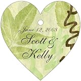 Baby Keepsake: Asian Leaf Motif Heart Shaped Personalized Thank You Tags - Set of 20 (Set of 60)
