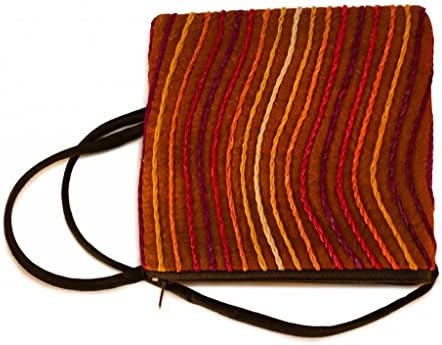 Cultural Survival, African Style, Womens Purse , Bark Cloth, Satchel, Brown with Stripes. 6.5" x 6"