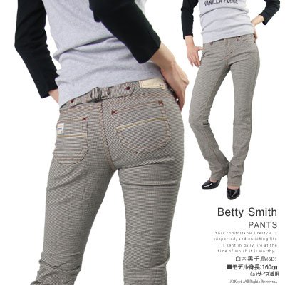 (ベティ・スミス)Betty Smith 千鳥柄ワークストレートパンツ