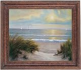 Yosemite Home Decor 39 by 31-Inch California Beach Sunset Framed Hand Painted Traditional Oil Artwork, Scenic Coastal
