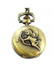 Youyoupifa Wholesale 5pcs/lot Unique Retro Design Bronze Cupid Pattern Cover Full Hunter Design Quartz Pocket Watch NBW0PD7109-CO3