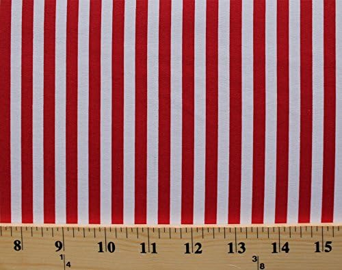 Cotton Red White 1/4" Stripes Stripe Striped Black Tie Boogie Cotton Fabric Print by the Yard (24271-red1)