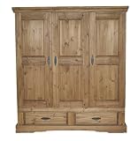 Ambientehome 57007 Kleiderschrank 3-t&uuml;rig Donez Kiefer massiv antik gewachst 61 x 174 x 195 cm