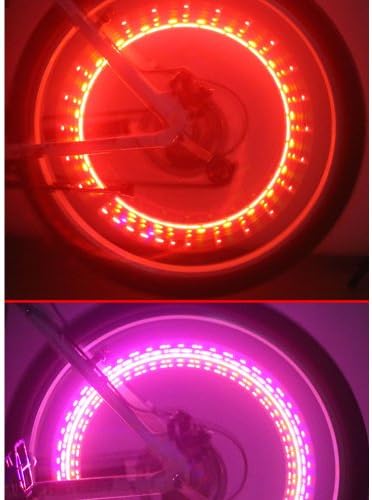 New 2PC Bike Bicycle Wheel Tire Valve Cap Spoke Neon Lights 5 LED Lamp 32 changes US