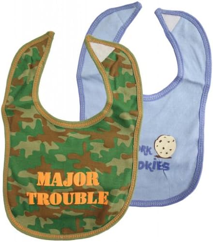 Camo 2 Pack Big Attitude Printed Baby Feeder Bib - Major Trouble