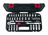 Ampro T45606 Mechanics Grade 1/4-Inch Drive Socket and Bit Tool Set, SAE and Metric, 45-Piece
