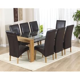 Cannes 2m Dining Table with 8 Leather Chairs in Black