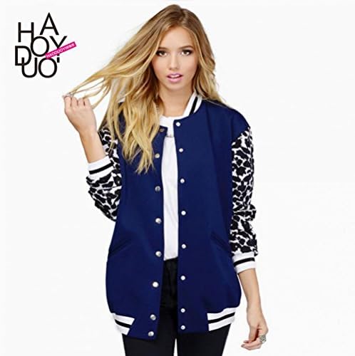 Babyhclub Leopard Splicing Stripe Casual Sport Type Threaded Hem Motorcycle Jacket