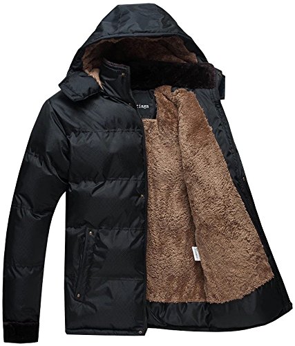 Fashciaga Men's Winter Hooded Faux Fur Lined Coats