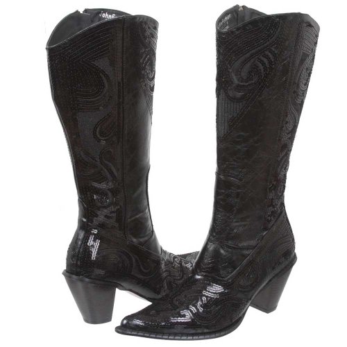 JohnFashion Women's Mid-calf Sequin Beaded embroidered Cowgirl Boots