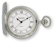 Avalon Classic II Series Silver Tone Pocket Watch w/ Chain # 1442SL