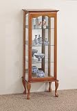 Oak Finish Curio Display Cabinet