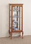 Queen Anne Style Oak Finish Wood Curio China Cabinet w/Mirror Back