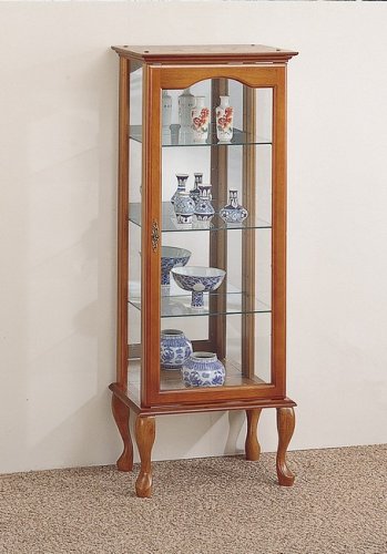 Oak Finish Curio Display Cabinet