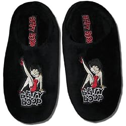 Betty Boop "Leg Kick" Women's Black Terrycloth Slippers