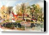 Gazebo and Pond with Duck Canvas Print / Canvas Art - Artist Kip DeVore