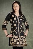 Black Color Overall Embroidery 3/4th Sleeve Cotton Ladies Kurta / Tunics / Blouses / Dresses