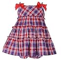 Bonnie Jean Baby Girls Plaid Tiered Empire Patriotic Dress with Panty, 12M/18M/24M