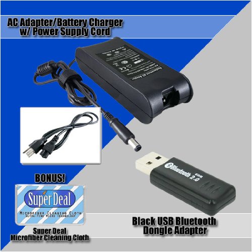 Brand New Laptop/Notebook AC Adapter/Battery Charger Kit W/ Power Supply Cord for Dell Inspiron PA-12 1150 E1405 1420 1501 1505 1520 1521 1525 1526 6000 6000D 6400 8500 8600,9200 640m 300M 500M 505M 600M 640M 700M + Universal USB Bluetooth Dongle Adapter + Free!! Superdeal Microfiber Cleaning Cloth