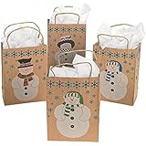 12 SNOWMAN Gift Bags w/JUTE Cord Handles/CHRISTMAS/Holiday/CRAFT Paper/COUNTRY/Dozen