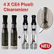 4x Original CE4 Plus� Elektronische zigarette Clear-Atomizer Version 2 / V2 mit langem Docht!.. universell-passend f�r alle eGo,eGo-t,eGo-c,eGo-w Akkus Farben: 2xTransparent, 2x Schwarz von Arslan