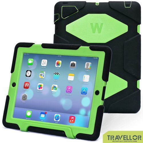 Amazon.com: New Hot Item Ipad 2/3/4 Case Winpartner Travellor Silicone Plastic Dual Protective Back Cover Kid Proof Extreme Duty Case Standing Case for Ipad,ipad 4,ipad 3,ipad 2 Rainproof Sandproof Dirtproof Shockproof- Multiple Color Options (Black/Light Green): Computers & Accessories