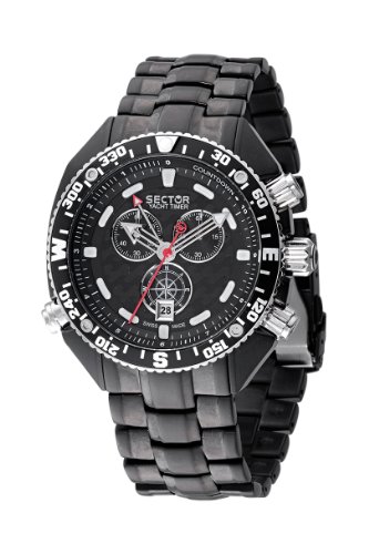 Sector Herren-Armbanduhr YACHT MASTER Chronograph Edelstahl beschichtet schwarz R3273966025