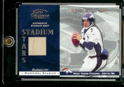 2001 Donruss Classics Stadium Stars John Elway Municipal Stadium Seat Denver Broncos Football Card - Mint Condition - Shipped In Protective ScrewDown Case!