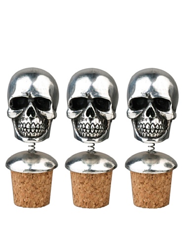 Boston Warehouse S/3 Skull Bobble Bottle Stoppers