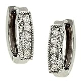 18 Round Pave Milgrain Hinged Hoop Earrings .31cttw