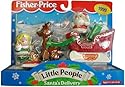 Little People Santa on Sleigh with Reindeer and Elf - includes present with puppy surprise