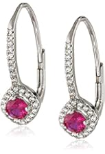 Sterling Silver Created Ruby Earrings