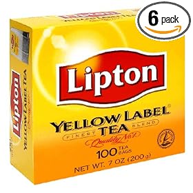 Lipton Yellow Label Orange Pekoe Teabags, 100-Count Box (Pack of 6)