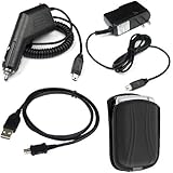 Rapid Car Charger + Home Travel Charger + USB Cable + Large Black Pouch Case for T-Mobile, Suncom HTC Dash/S620 Excalibur