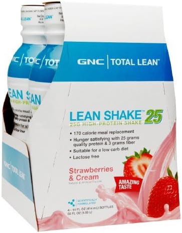 GNC Total Lean Lean Shake 25 Ready to Drink, Strawberries &amp; Cream 14 oz(Pack of 1)