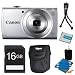 Canon Powershot A2500 Silver Digital Camera 16GB Bundle - Includes camera, 16GB SD Memory Card, Ultra-Compact Digital Camera Deluxe Carrying Case, NB-11L Replacement Battery, Flexible Mini Table-top Tripod, and 3pc. Lens Cleaning Kit