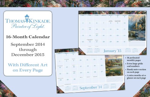 Thomas Kinkade Painter of Light 2014-15 16-Month Desk Pad Calendar