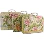 Punch Studio Shabby Floral Roses 3 nested carrying cases with handle