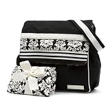 Black & White Damask Messenger Diaper Bag