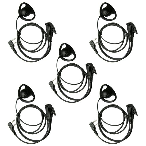 AWC Earloop Headset with PTT for 2-Pin Kenwood and selected AWC Portable Radios 5-Pack
