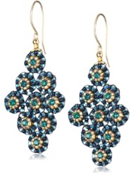 Miguel Ases Blue Green Small Diamond Shaped Earrings