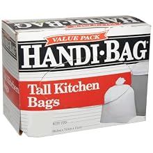 Webster Plastic Handi Bag Tall Kitchen Waste Can Liner, Super Value Pack, Flat Seal, White