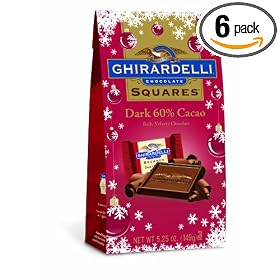 Ghirardelli Chocolate Squares, 60% Cacao Dark Chocolate, 5.25-Ounce Bags (Pack of 6)