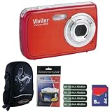 Vivitar Vivicam V7022 7.1MP Strawberry Red HD Digital Camera Plus 8GB Accessory Kit