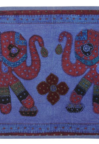 Imagen 1 de Cotton Thread Antique Home & Work Patch decorativo de pared del elefante colgante-Tapestry Tamaño 51 x 16 pulgadas